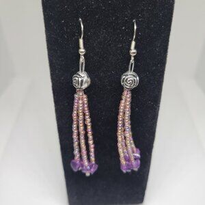 NWT S.A.V.V.Y Purple Dangle Drop Tassel Earrings
